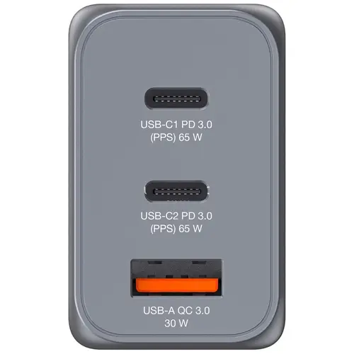 Зарядно устройство, Verbatim GNC-65 GaN Charger 3 Port 65W USB A/C (EU/UK/US) - image 1