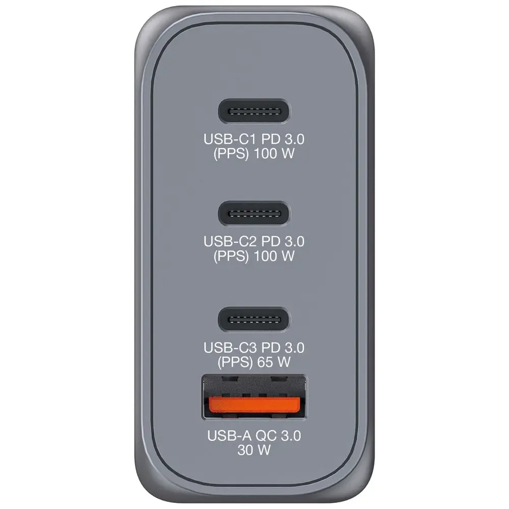 Зарядно устройство, Verbatim GNC-100 GaN Charger 4 Port 100W USB A/C (EU/UK/US) - image 1