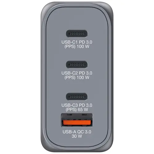 Зарядно устройство, Verbatim GNC-100 GaN Charger 4 Port 100W USB A/C (EU/UK/US) - image 1