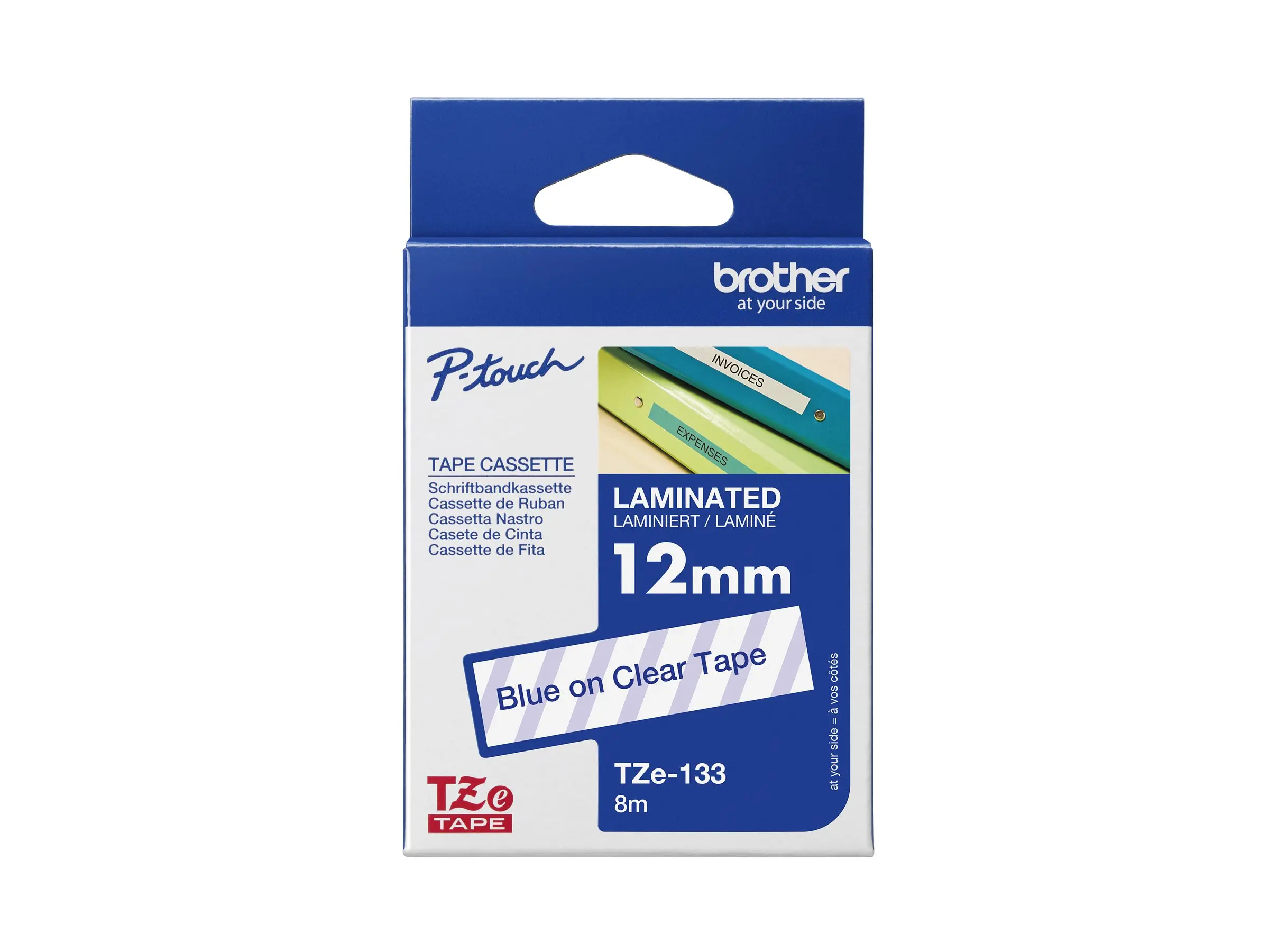 Consumabil, Brother TZe-133 Bandă albastru pe transparent, laminată, 12mm, 8m - Eco - image 1