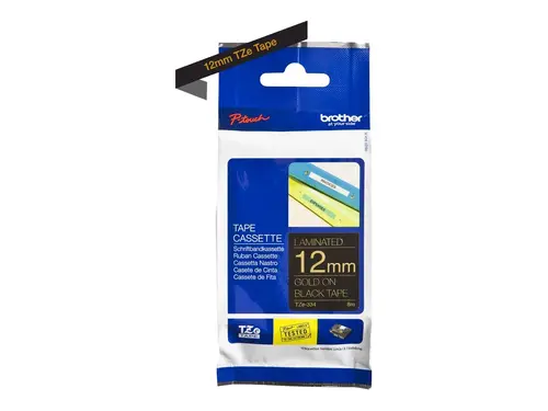 Консуматив, Brother TZe-334 Tape Gold on Black , Laminated, 12mm, 8m - Eco - image 2