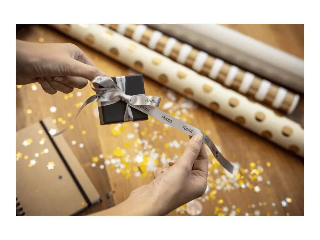 BROTHER P-Touch 12mm light grey/gold ribbon tape - image 1