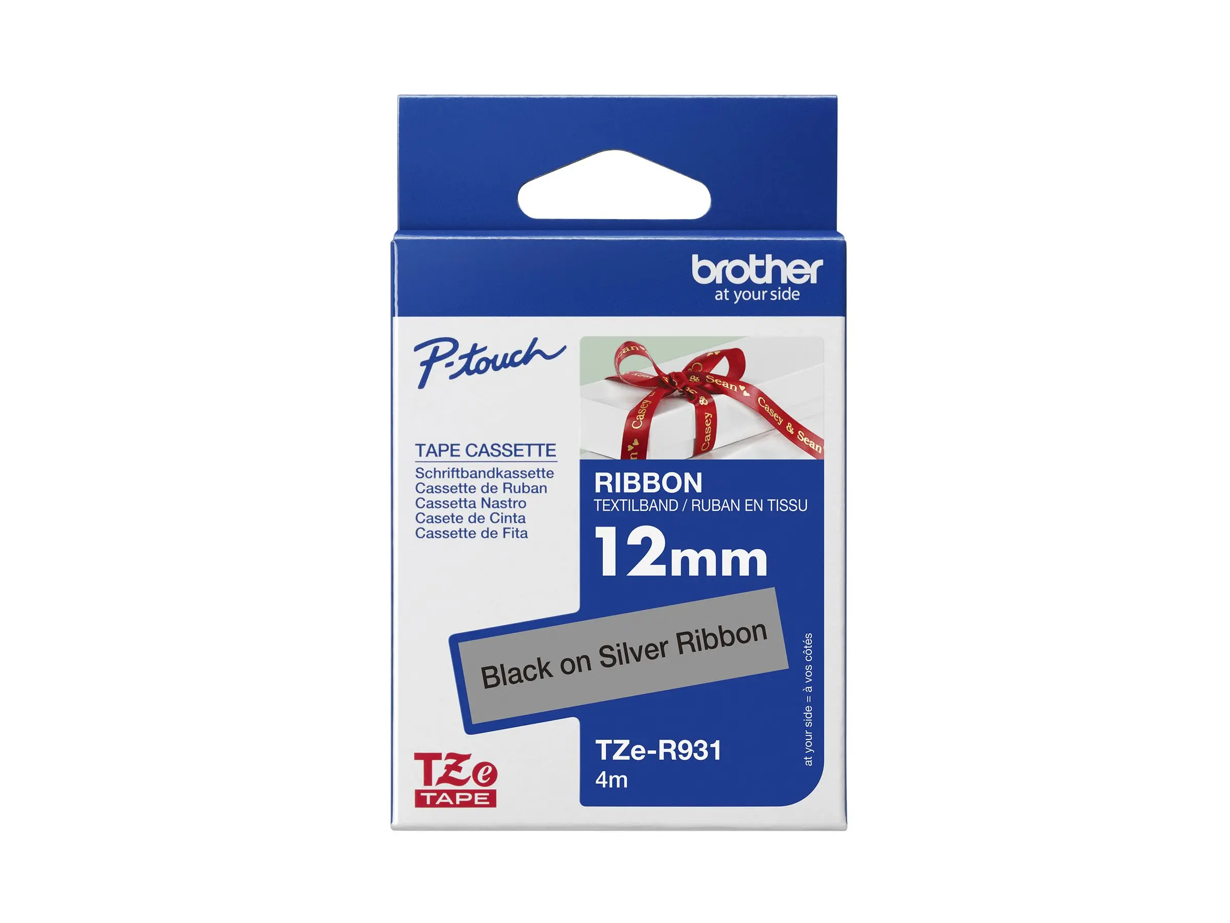 BROTHER P-Touch 12mm light grey/gold ribbon tape - image 4