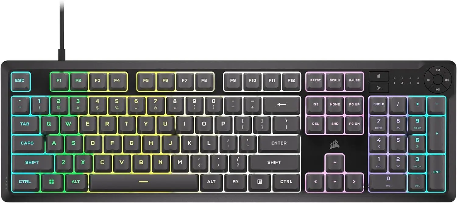 CORSAIR K55 CORE RGB Μαύρο, πλήρως προσαρμόσιμος οπίσθιος φωτισμός RGB δέκα ζωνών