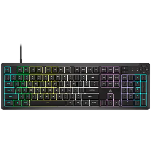 Corsair K55 CORE RGB Gaming Keyboard - Black, Fully customizable ten-zone RGB backlight, dedicated media control buttons