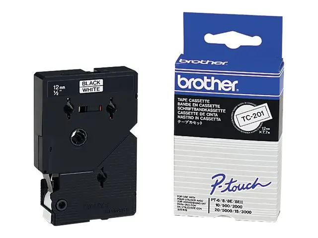 BROTHER P-Touch TC-201 μαύρο σε λευκό 12mm - image 1
