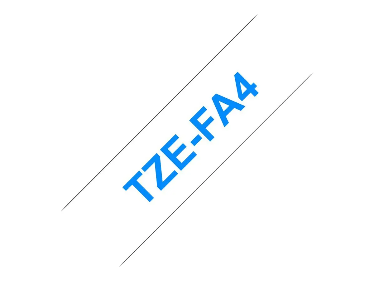 BROTHER Bandă TZeFA4B 18mm Albastru pe fundal alb Termoadezivă 3M - image 1