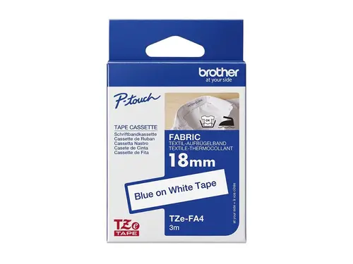 BROTHER Tape TZeFA4B 18mm Blue on White background Thermo sticky 3M - image 1