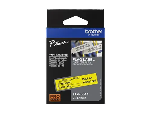 BROTHER FLe-6511 Black on White Flag Tape for Brother P-touch D800W P900W P950NW - image 1