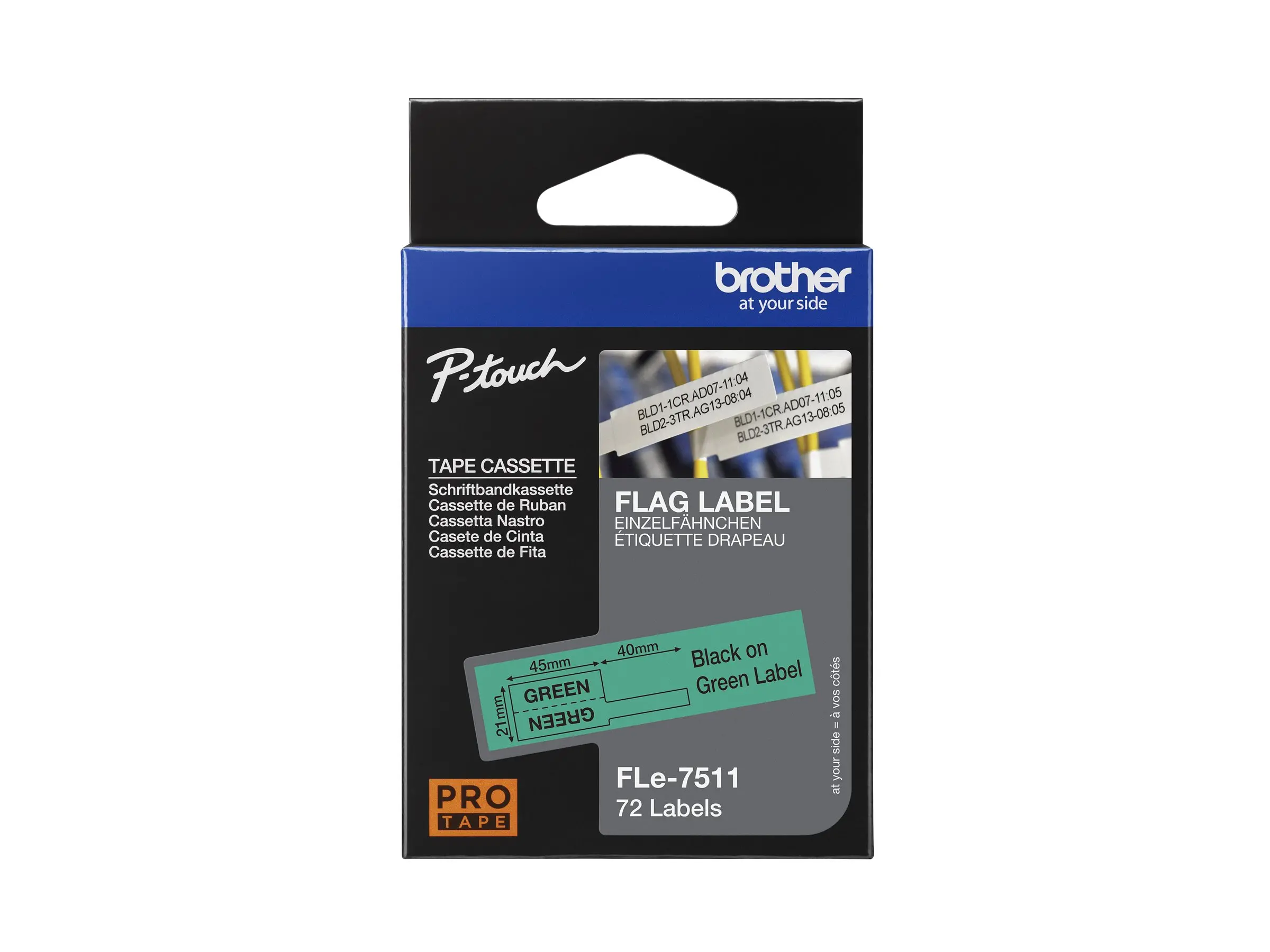 BROTHER FLe-7511 21MMX45MM Μαύρο σε λευκό ταινία σημαίας για Brother P-touch D800W P900W P950NW - image 2