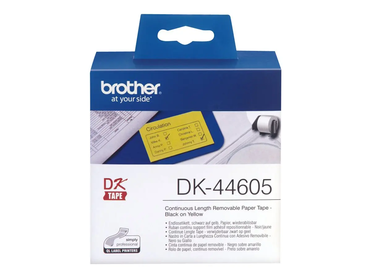 Αναλώσιμο, Brother DK-44605 Κίτρινη συνεχής αφαιρούμενη χάρτινη ταινία, 62mmx30.48m, μαύρο σε κίτρινο - image 1