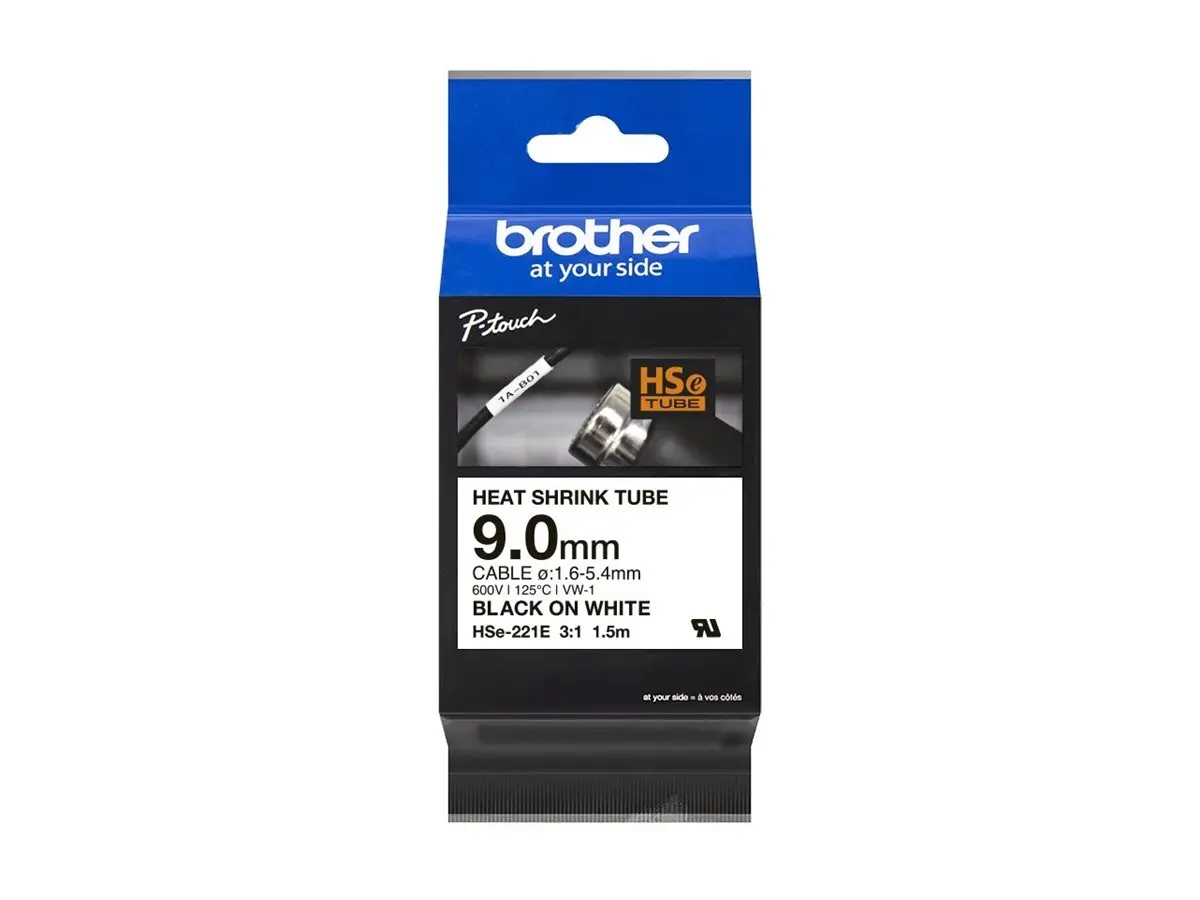 Αναλώσιμο, Brother HSe-221E 9mm Μαύρο σε λευκό Θερμοσυστελλόμενη ταινία - image 1
