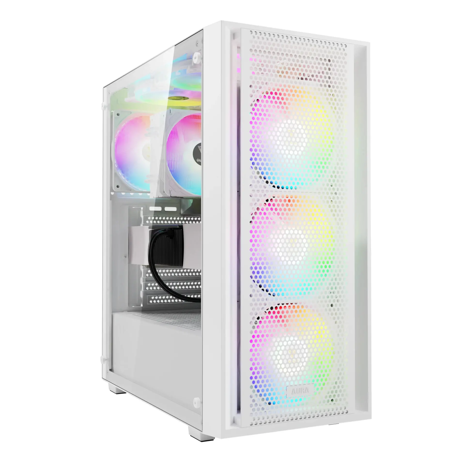 Gamdias carcasă Carcasă ATX - AURA GC2 Elite White - Mesh, RGB, Sticlă securizată