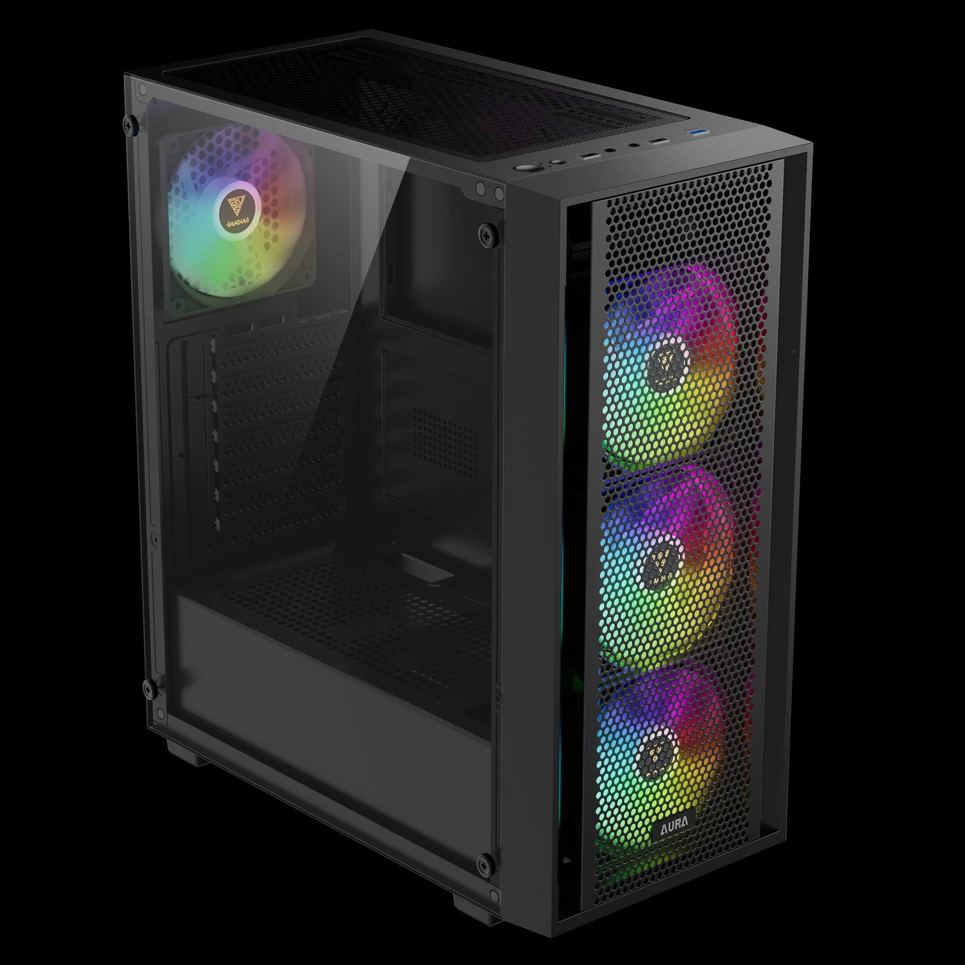 Gamdias кутия Case ATX - AURA GC2 Elite - Mesh, RGB, Tempered Glass - image 3