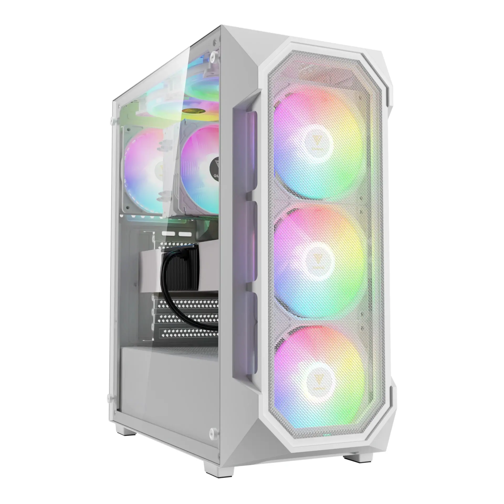 Gamdias carcasă ATX - AURA GC1 Elite White - Mesh, RGB, Tempered Glass