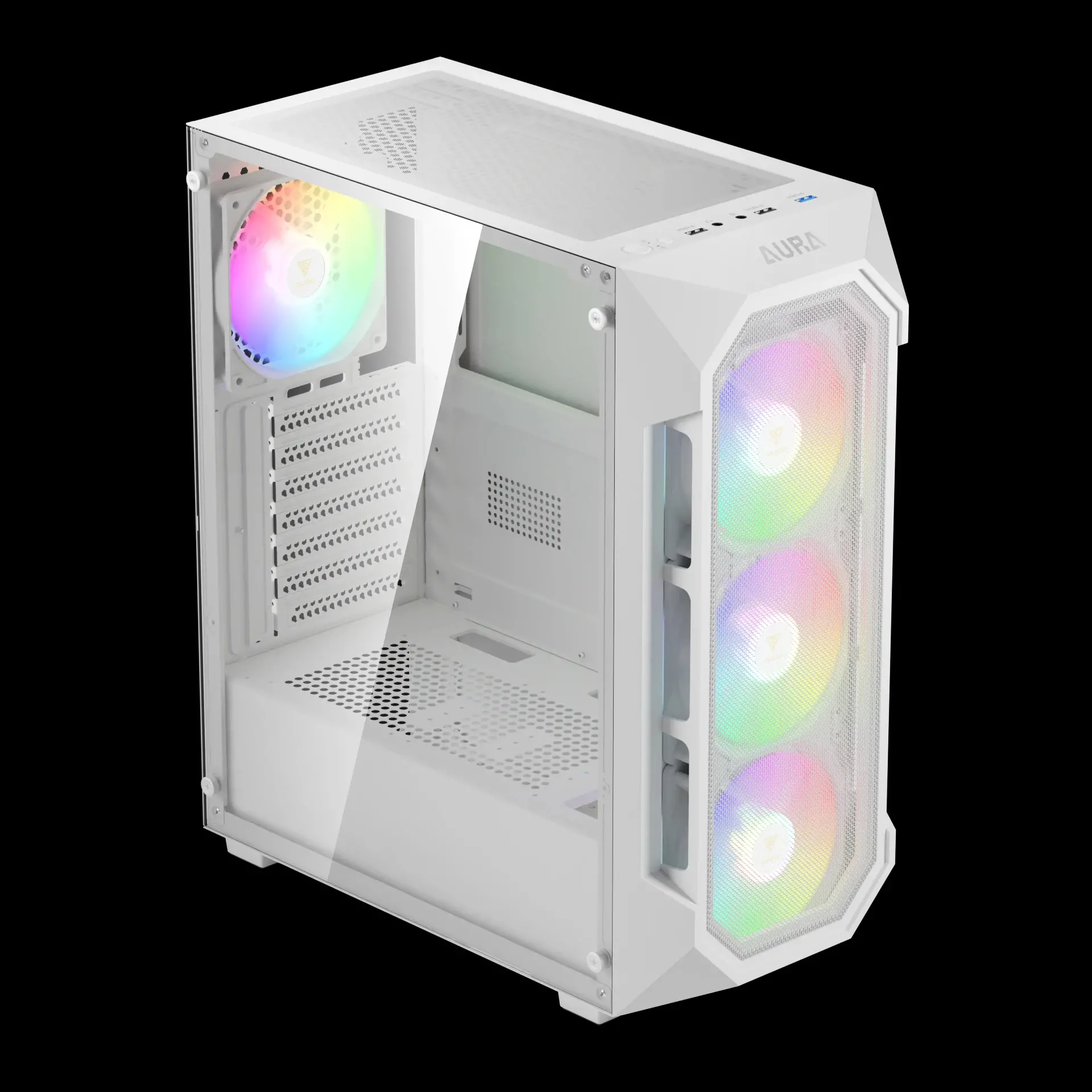 Gamdias κουτί ATX - AURA GC1 Elite White - Mesh, RGB, Tempered Glass - image 3