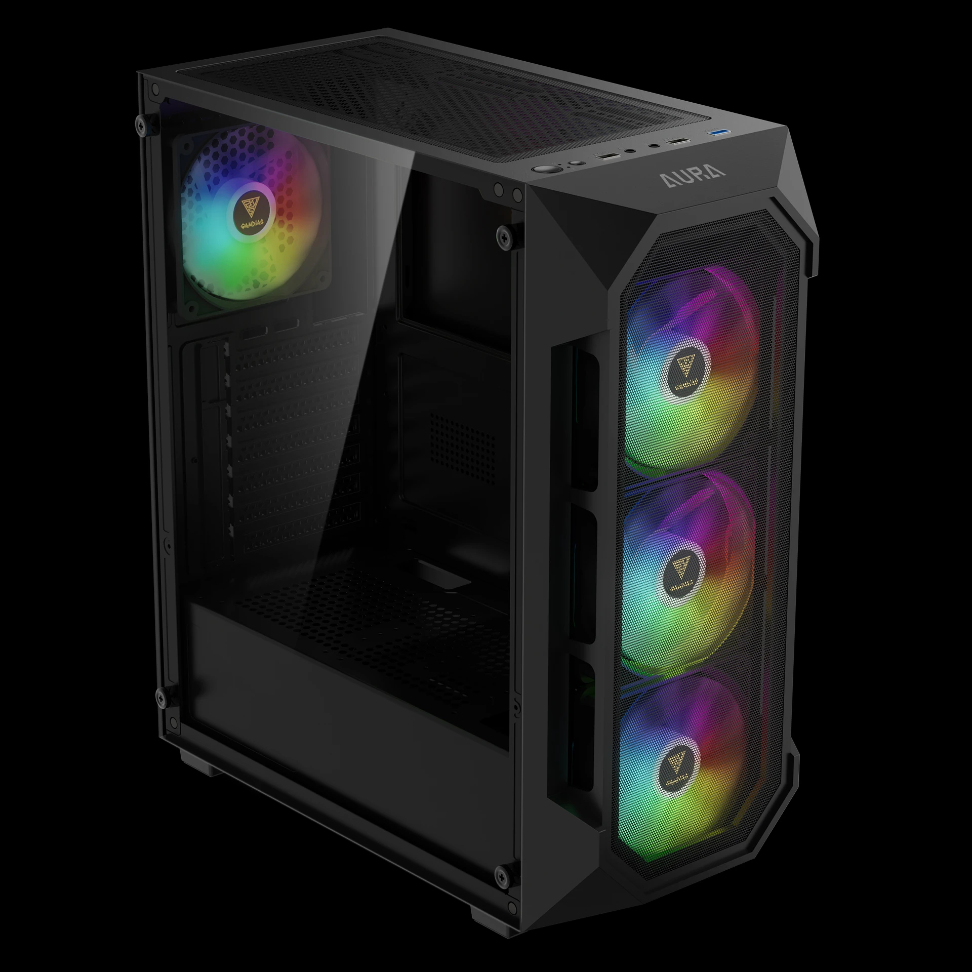 Gamdias кутия Case ATX - AURA GC1 Elite - Mesh, RGB, Tempered Glass - image 3