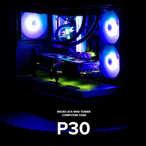 Zalman carcasă mATX - P30 Black - aRGB, Tempered Glass - 14