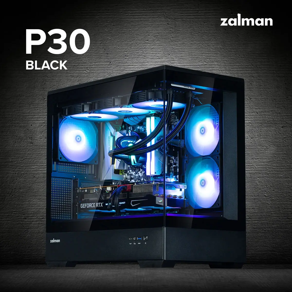 Zalman кутия Case mATX - P30 Black - aRGB, Tempered Glass - image 14