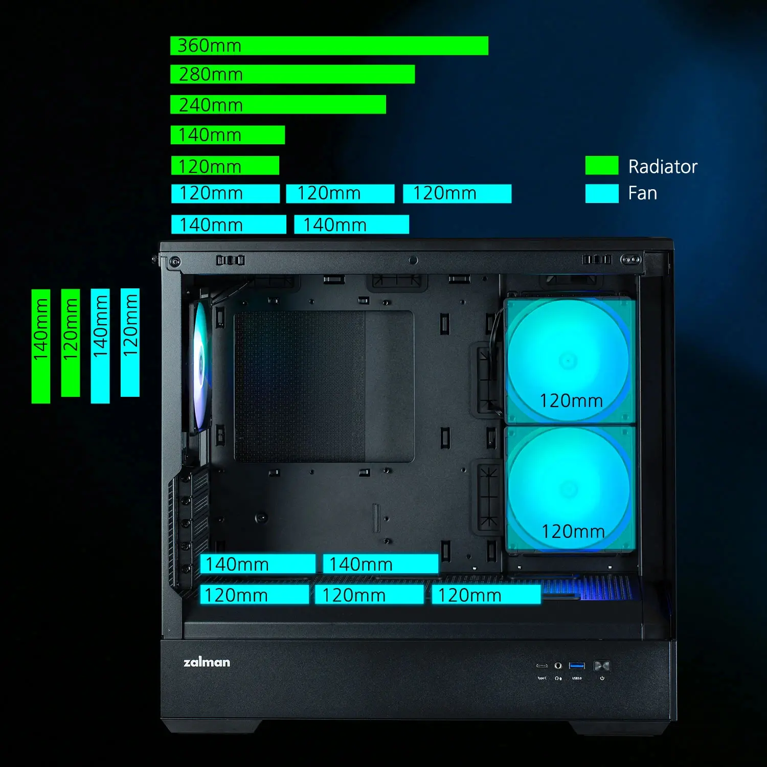 Zalman κουτί mATX - P30 Black - aRGB, Tempered Glass - image 18