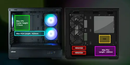 Zalman кутия Case mATX - P30 Black - aRGB, Tempered Glass - image 24
