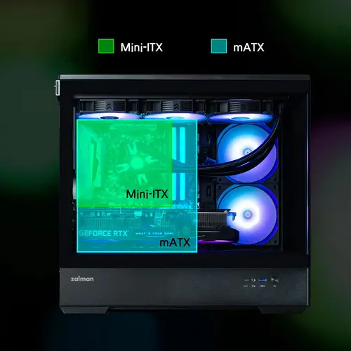 Zalman carcasă mATX - P30 Black - aRGB, Tempered Glass - 28