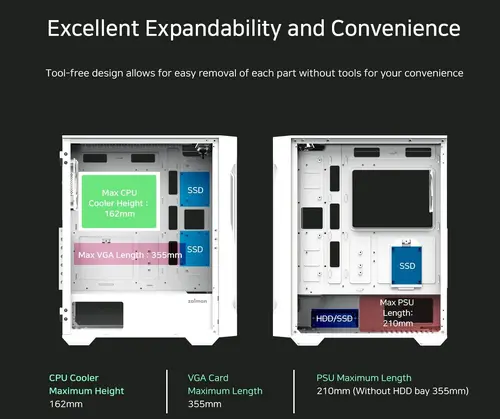 Zalman кутия Case ATX - I3 NEO TG White - aRGB, Tempered Glass - image 16