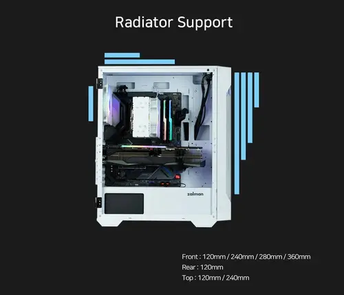 Zalman кутия Case ATX - I3 NEO TG White - aRGB, Tempered Glass - image 7