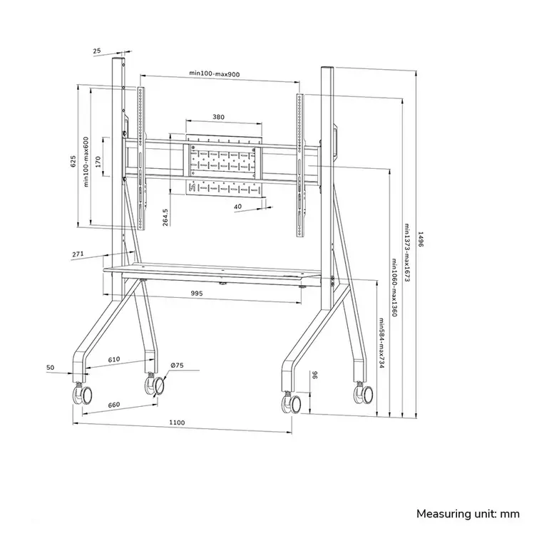 Стойка, Neomounts Move Go Mobile Floor Stand (fast install, height adjustable) - image 15