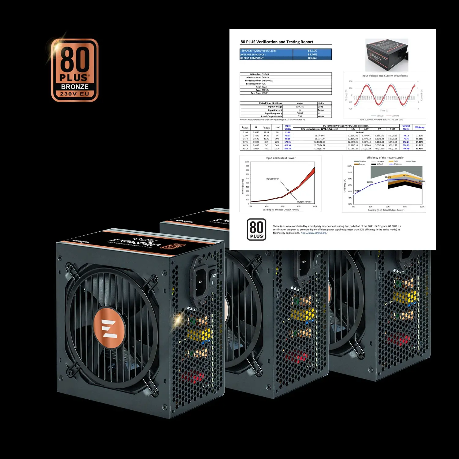 Zalman захранване PSU GigaMax III ATX 3.0 750W Bronze - ZM750-GV3 - image 6