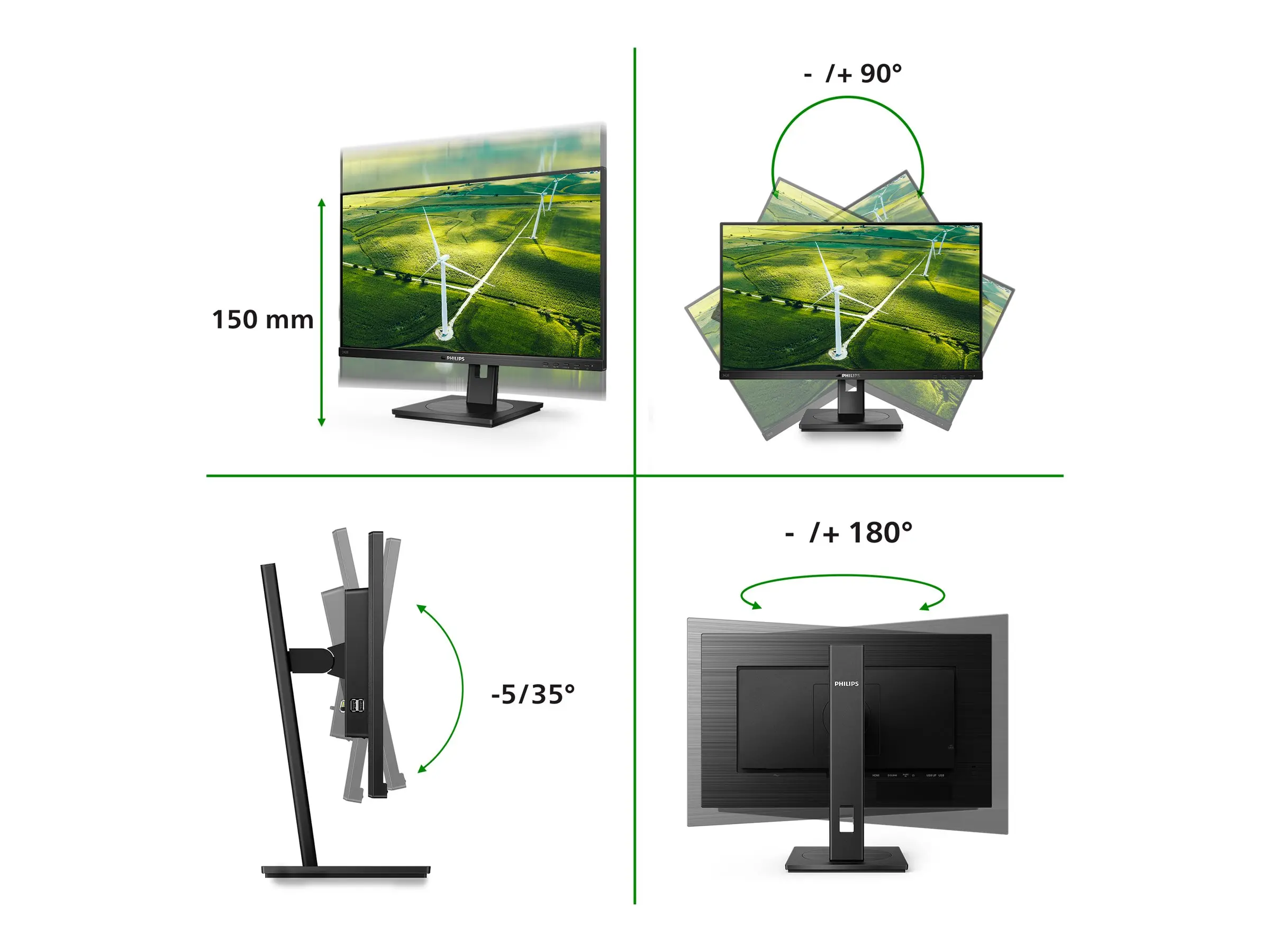 Монитор, Philips 272B1G, 27" IPS WLED, 1920x1080@75Hz, 4ms GtG, 250 cd/m2, 1000:1, 50M:1 DCR, Adaptive Sync, FlickerFree, Low Blue Mode, 2Wx2, Tilt, Height Adjust, Pivot, Swivel, D-SUB, DVI, HDMI, DP, USB hub - image 1