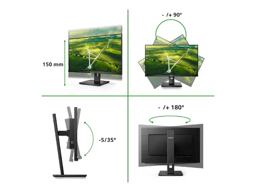 Монитор, Philips 272B1G, 27" IPS WLED, 1920x1080@75Hz, 4ms GtG, 250 cd/m2, 1000:1, 50M:1 DCR, Adaptive Sync, FlickerFree, Low Blue Mode, 2Wx2, Tilt, Height Adjust, Pivot, Swivel, D-SUB, DVI, HDMI, DP, USB hub - image 1