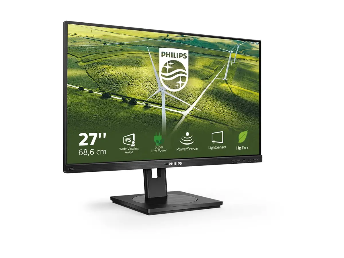 Монитор, Philips 272B1G, 27" IPS WLED, 1920x1080@75Hz, 4ms GtG, 250 cd/m2, 1000:1, 50M:1 DCR, Adaptive Sync, FlickerFree, Low Blue Mode, 2Wx2, Tilt, Height Adjust, Pivot, Swivel, D-SUB, DVI, HDMI, DP, USB hub - image 4