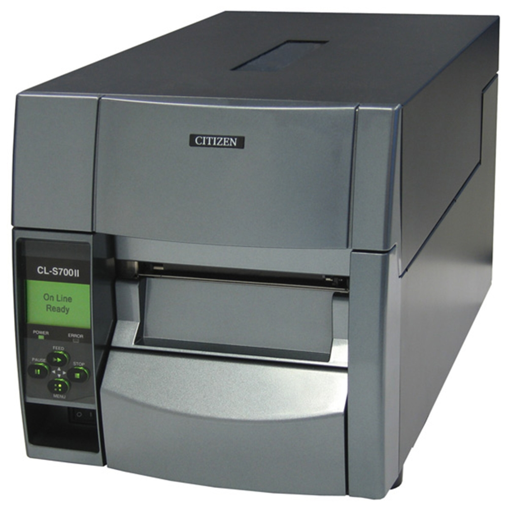 Етикетен принтер, Citizen Label Industrial printer CL-S700IIDT Direct Print with 32 000 labels, Speed 200mm/s, Print Width 4"(104mm)/Media Width min-max (12.5-118mm)/Roll Size max 200mm, Core Size(25-75mm), Resol.203dpi/Interf.USB/RS-232+Opt.card LinkServer/Plug (EU) Grey - image 1