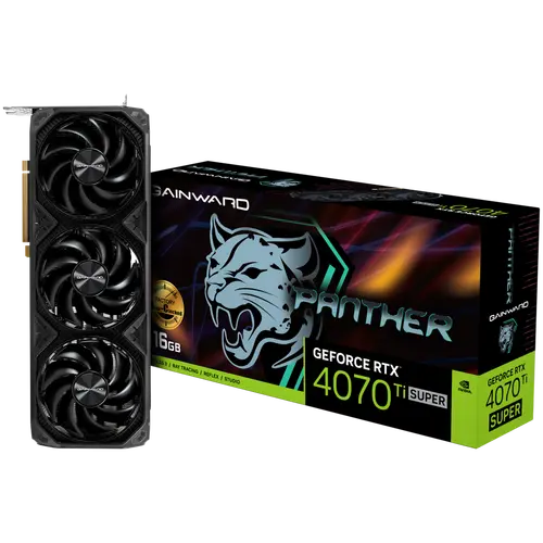 Gainward GeForce RTX 4070Ti SUPER Panther OC, 16GB 256 bit, 1x HDMI 2.1, 3x DP 1.4a, 3 Fan, 1x 16-pin power connector, recommended PSU 750W, NED47TSS19T2-1043Z