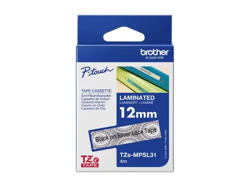 BROTHER TZe-MPSL31 bandă negru/gri model dantelă 12mm/4m - 3