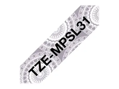BROTHER TZe-MPSL31 ταινία μαύρο/γκρι σχέδιο δαντέλας 12mm/4m - image 3