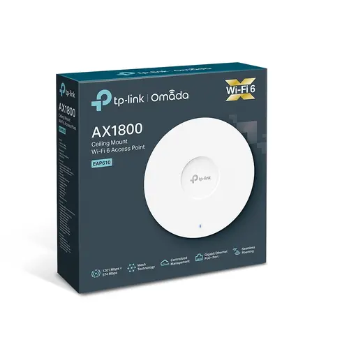 TP-Link EAP610 AX1800 Wireless Dual Band Ceiling Mount Access Point, 574Mbps (2.4 GHz) + 1201 Mbps (5 GHz), 1 x G RJ45 port, 802.3at POE and 12V DC, 4×Internal Antennas, MU-MIMO, Seamless Roaming, Band Steering, Beamforming, Load Balance, Omada APP - image 7
