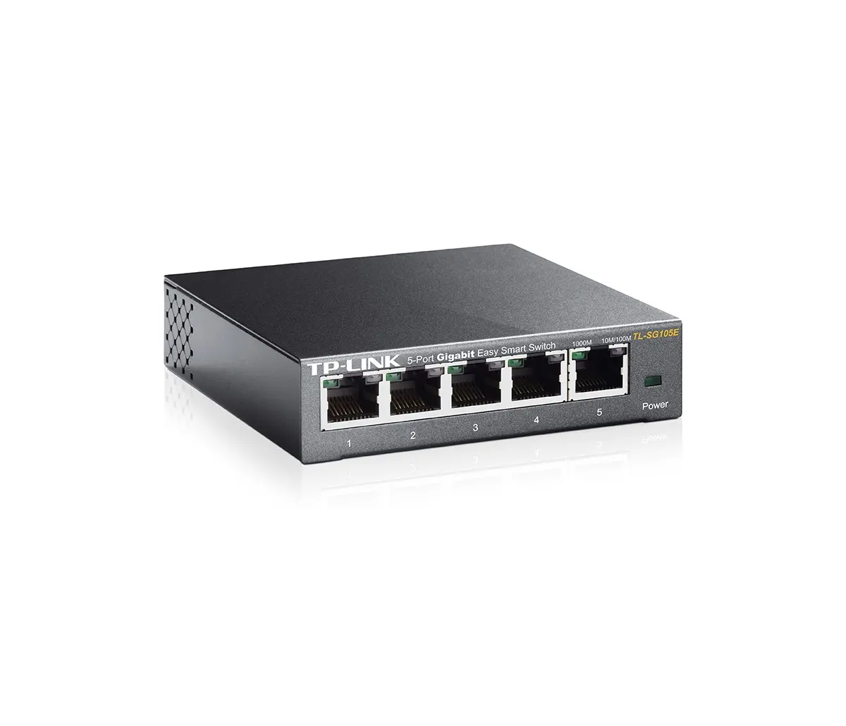 TP-Link TL-SG105E 5-Port Gigabit Desktop Easy Smart Switch, 5 10/100/1000Mbps RJ45 ports, MTU/Port/Tag-based VLAN, QoS, IGMP Snooping, Green technology, Metal Casing, Desktop/Wall mount - image 1