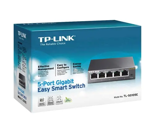 TP-Link TL-SG105E 5-Port Gigabit Desktop Easy Smart Switch, 5 10/100/1000Mbps RJ45 ports, MTU/Port/Tag-based VLAN, QoS, IGMP Snooping, Green technology, Metal Casing, Desktop/Wall mount - image 3
