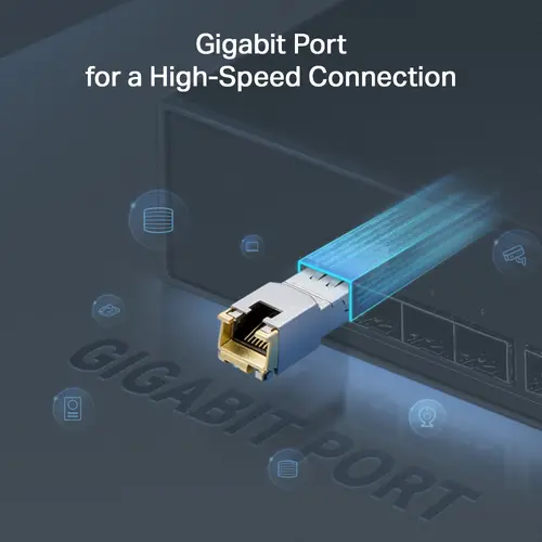 TP-Link TL-SM311T 1000BASE-T RJ45 SFP Module, 1000Mbps RJ45 Copper Transceiver, Plug and Play with SFP Slot, Up to 100 m Distance (Cat5e or above), Hot-Pluggable, Plug and Play, High Compatibility, Support TX Disable function - image 4