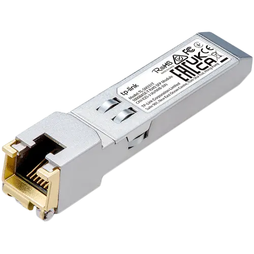 TP-Link TL-SM311T 1000BASE-T RJ45 SFP Module, 1000Mbps RJ45 Copper Transceiver, Plug and Play with SFP Slot, Up to 100 m Distance (Cat5e or above), Hot-Pluggable, Plug and Play, High Compatibility, Support TX Disable function
