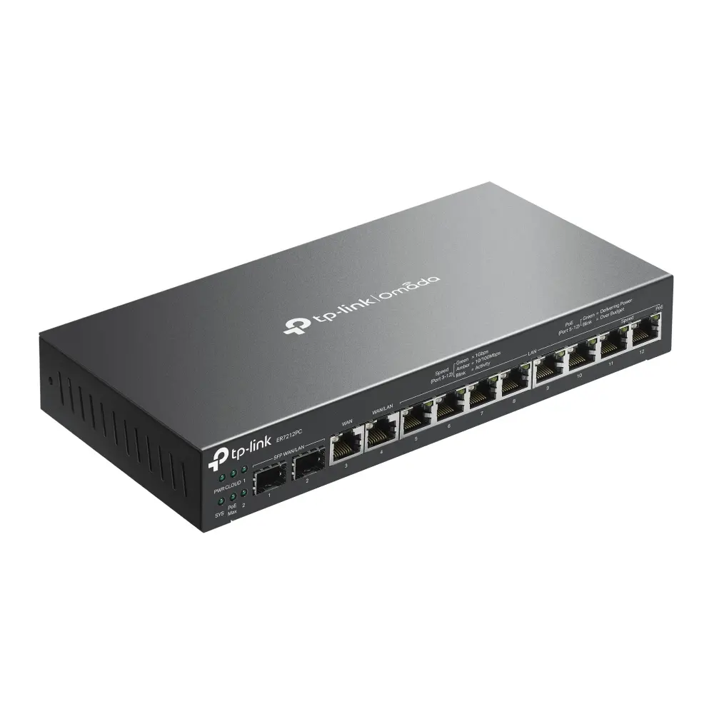 TP-Link ER7212PC Omada Gigabit VPN Router with PoE+ Ports and Controller Ability, 2× G SFP WAN/LAN Port, 1× G RJ45 WAN Port, 1× G RJ45 WAN/LAN Ports, 8× G PoE+ RJ45 LAN ports, 802.3at/af, 110 W PoE Power, 3-in-1 (Router, PoE+ Switch, Controller) - image 3