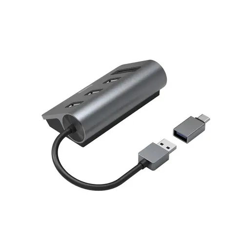 HAMA USB хъб/четец на карти, 5 портов, 3x USB-A, SD, microSD, вкл. USB-C адаптер - image 1