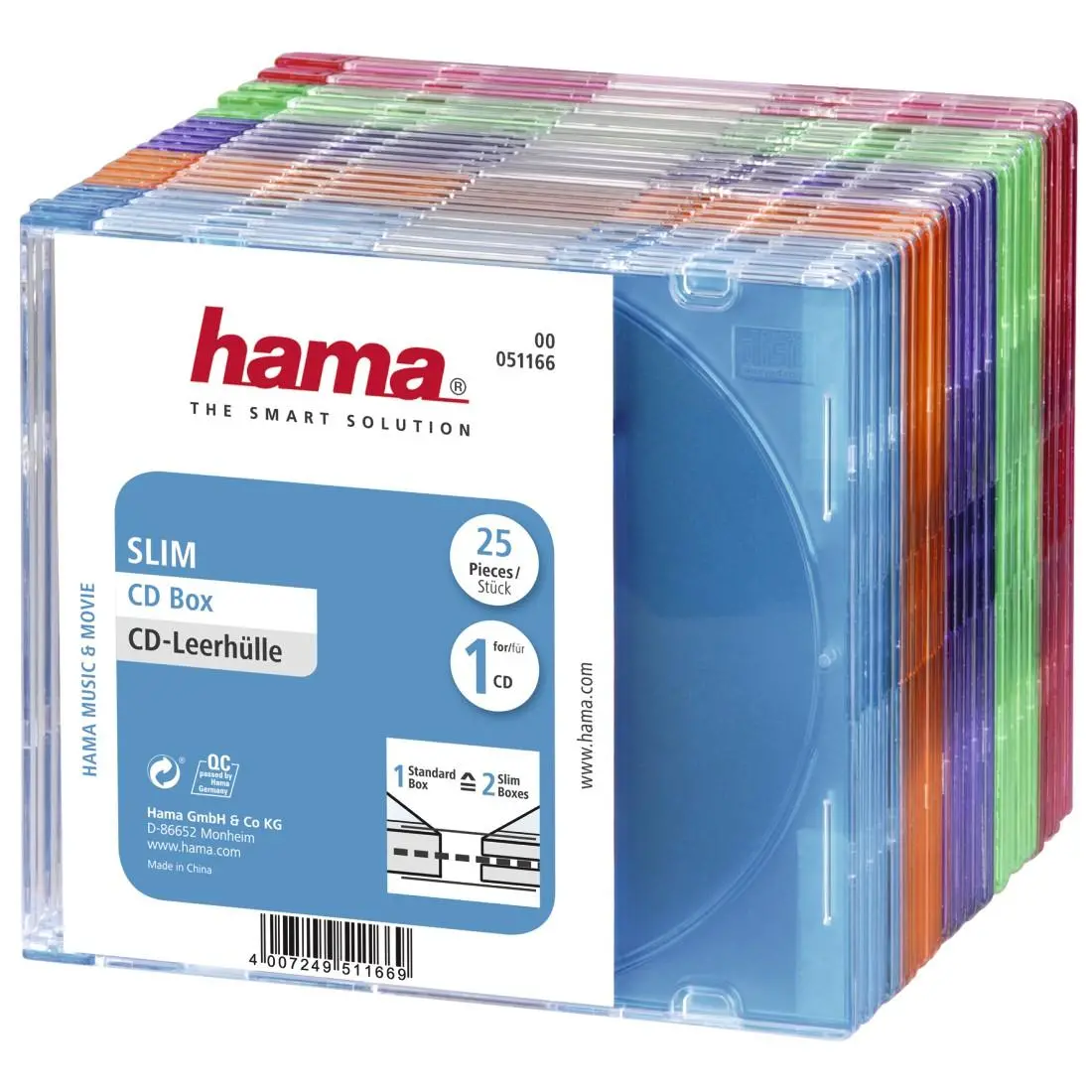 Slim CD кутийки за дискове Hama, опаковка от 25 бр, 51166