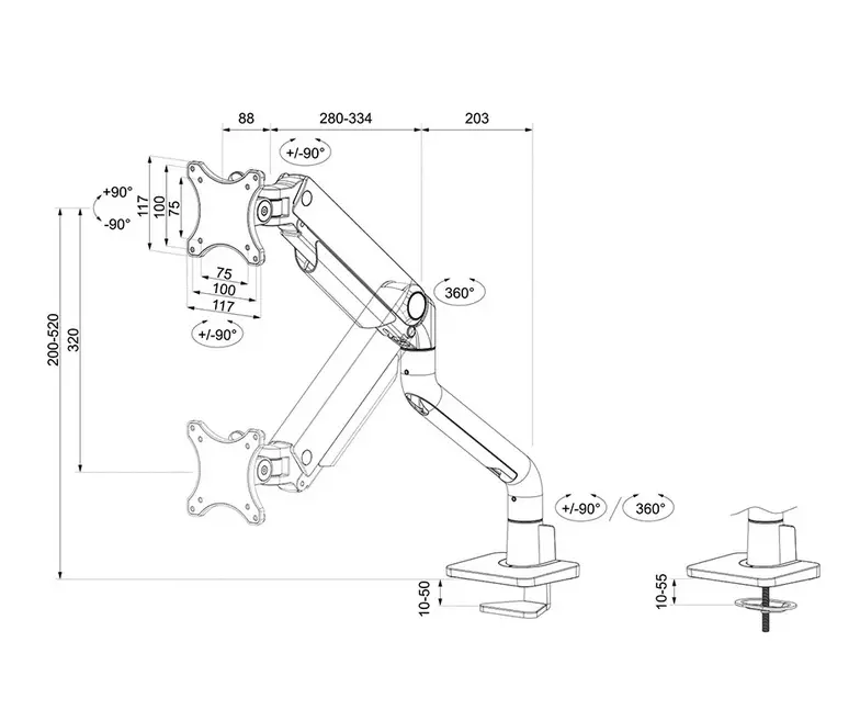 Suport, Neomounts Next One Desk Mount, un singur monitor (prindere cu clemă și prin orificiu) - image 17
