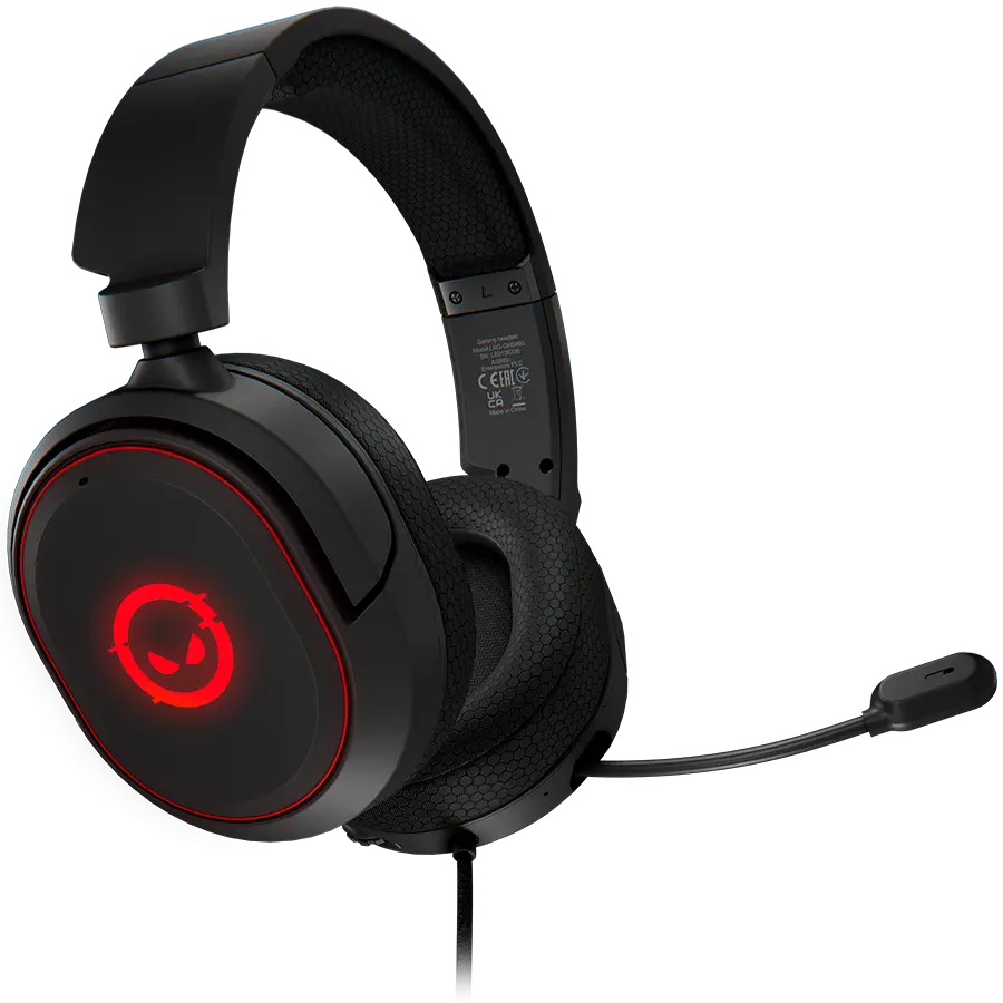 LORGAR Kaya 460, căști Gaming USB cu microfon, CM108B, iluminare RGB, Plug&Play, cablu de conectare USB-A 2m, pernuțe de urechi din material textil