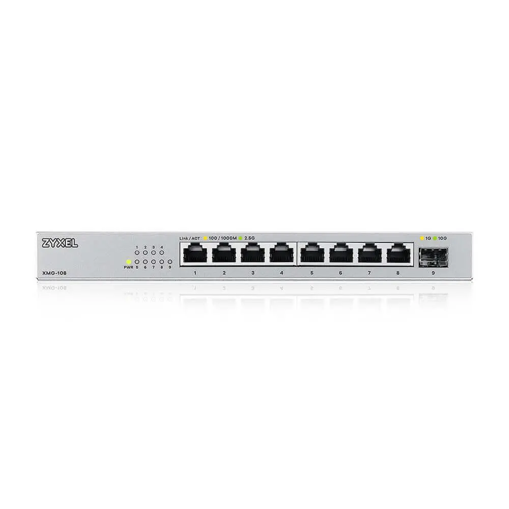 Комутатор, ZyXEL XMG-108 8 Ports 2,5G + 1 SFP+ Desktop MultiGig unmanaged Switch - image 1