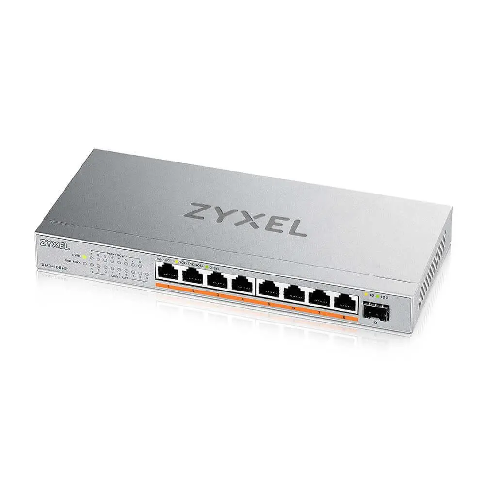 Switch, ZyXEL XMG-108 8 θύρες 2,5G + 1 SFP+, 8 θύρες 100W συνολικά PoE++ Desktop MultiGig unmanaged Switch