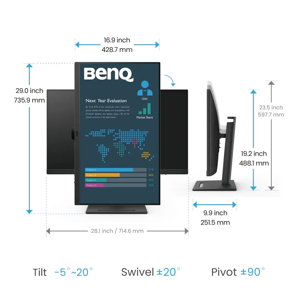 Οθόνη, BenQ BL3290QT 32" IPS, 5ms, QHD 2560x1440, 75Hz, 99% sRGB, Eye Rem.,Eye-CareU, Flicker-free, LBL, B.I. Gen2, ePaper, 1000:1, 20M:1 DCR, 8 bit - image 6